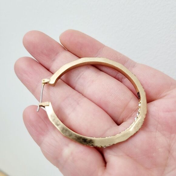 Brand New Kenneth Cole Gold Rhinestone Hoop Earrings - Picture 3 of 7